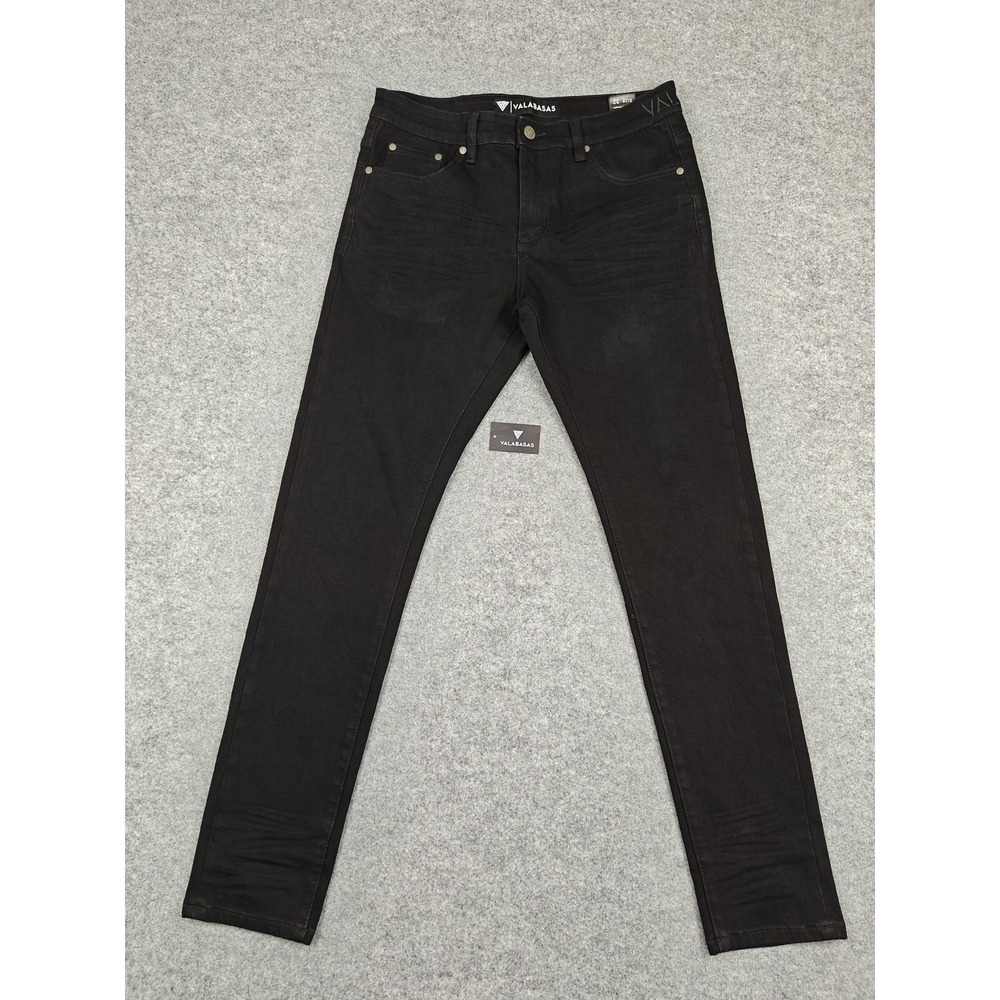 Valabasas Mr Slim Jeans Mens 32x32 Jet Black Slim Taper Stretch Denim Pants New